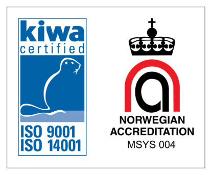 Logoen til Kiwa TI, godkjent av norsk akkreditering.